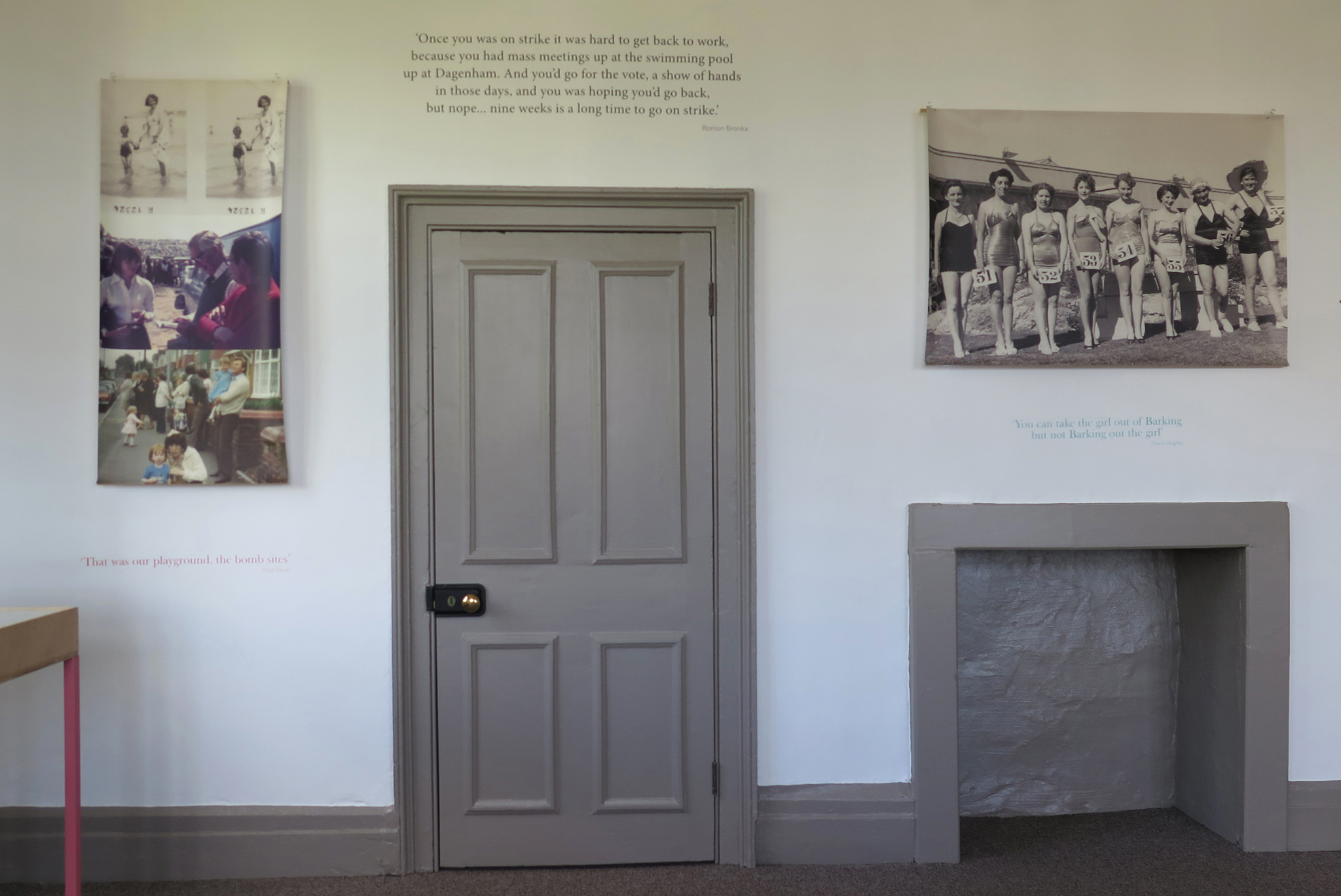 Historical photos of Barking displayed on the room's East wall